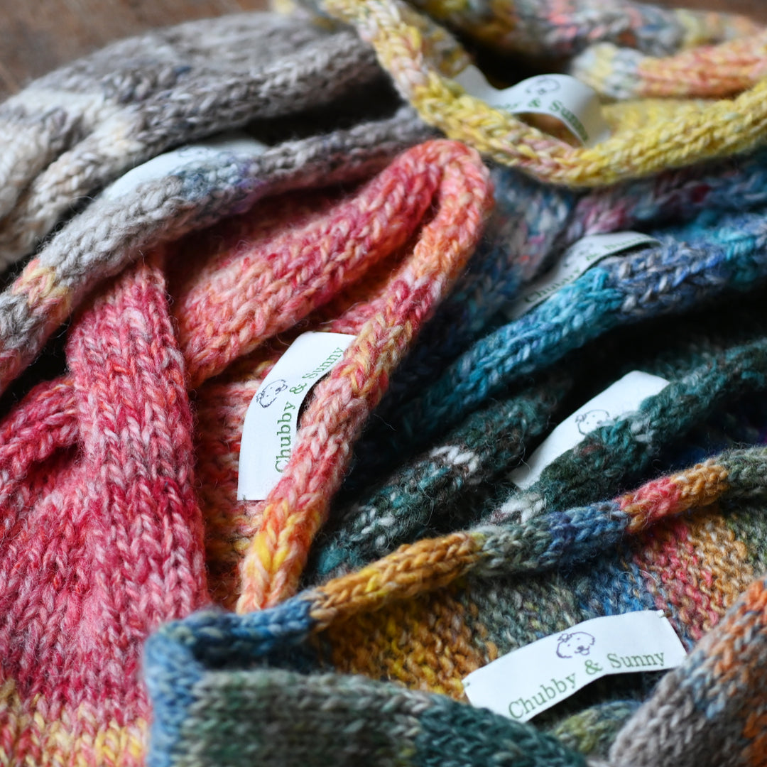 手紡ぎ毛糸のターバン